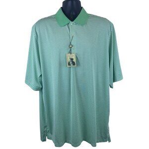 Donald Ross Mens Green Stripe Polo Shirt Classic Fit Lightweight Breathable New